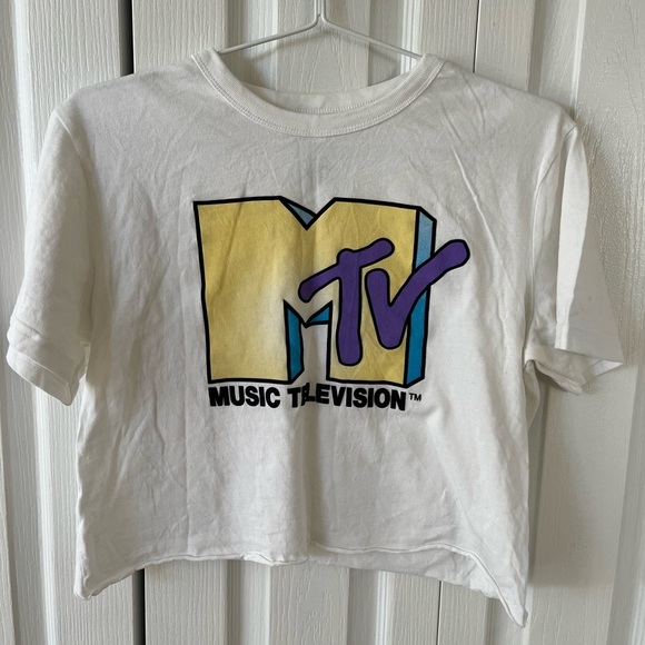 American Eagle Outfitters Tops - American Eagle x MTV Cropped White T-Shirt
